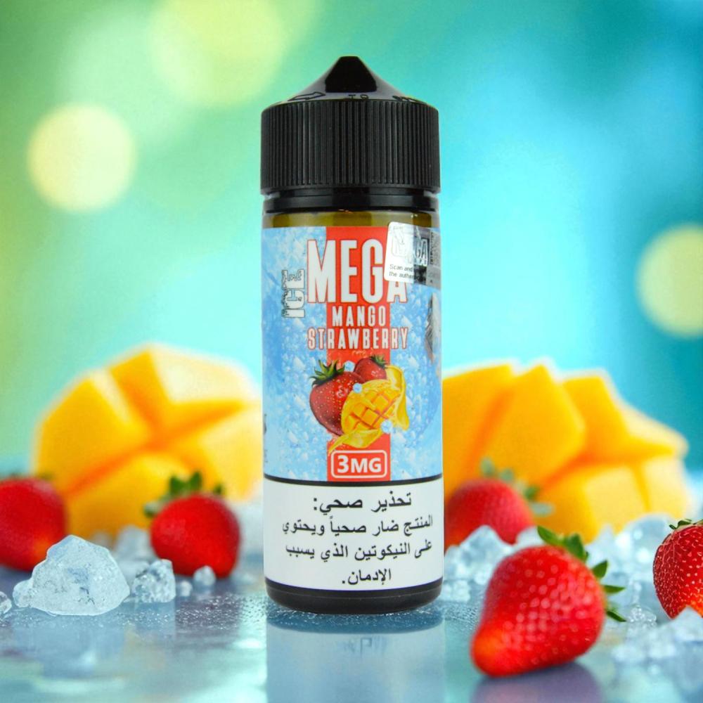 نكهة ميقا فراولة مانجو ايس 120 ملي من شركة MEGA
