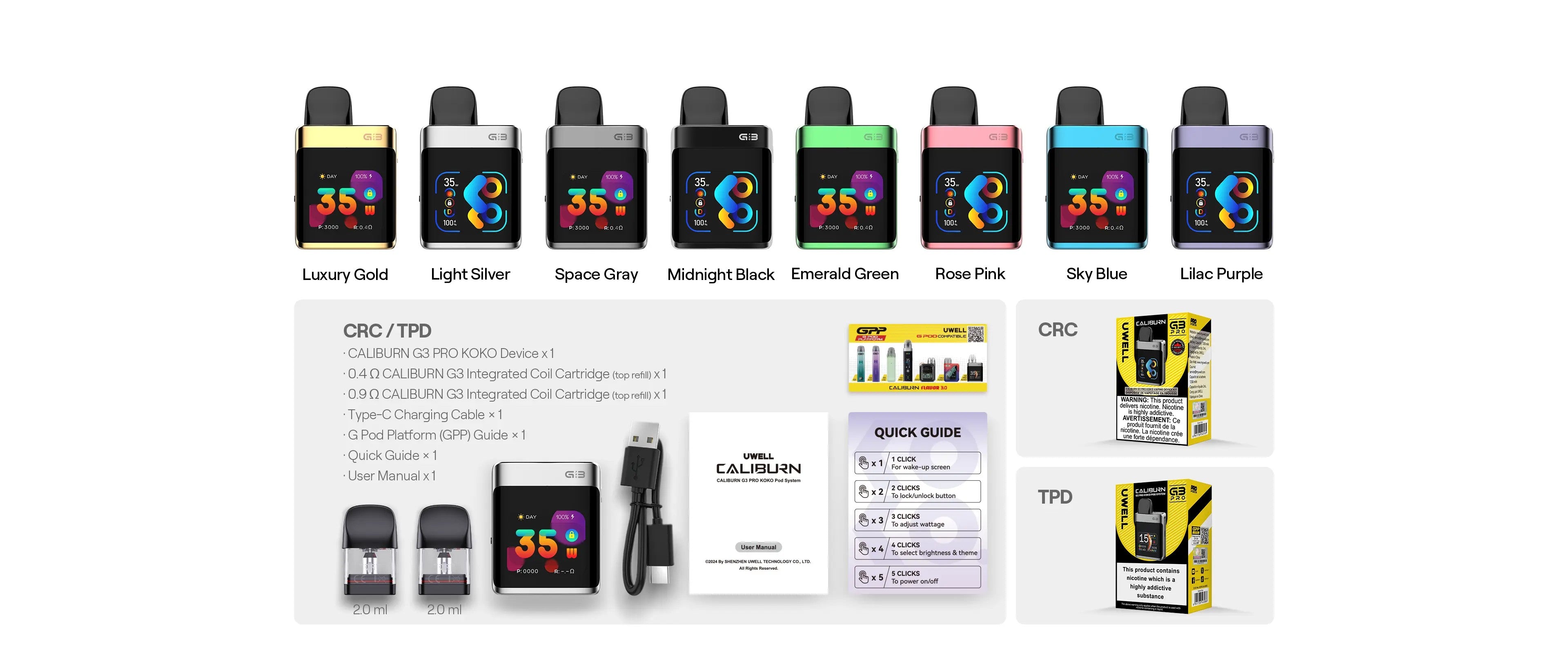 كاليبرين كوكو جي 3 برو – UWELL Caliburn G3 Pro KOKO: