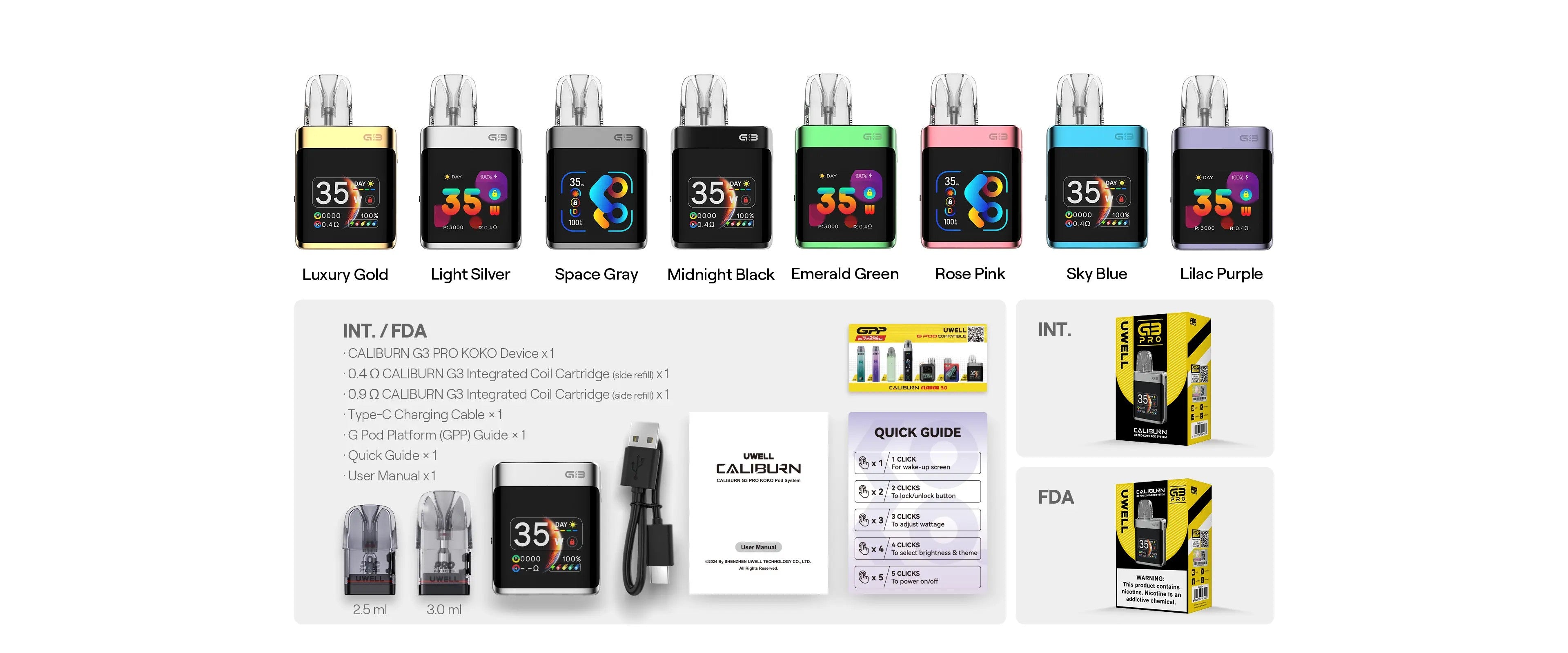 كاليبرين كوكو جي 3 برو – UWELL Caliburn G3 Pro KOKO: