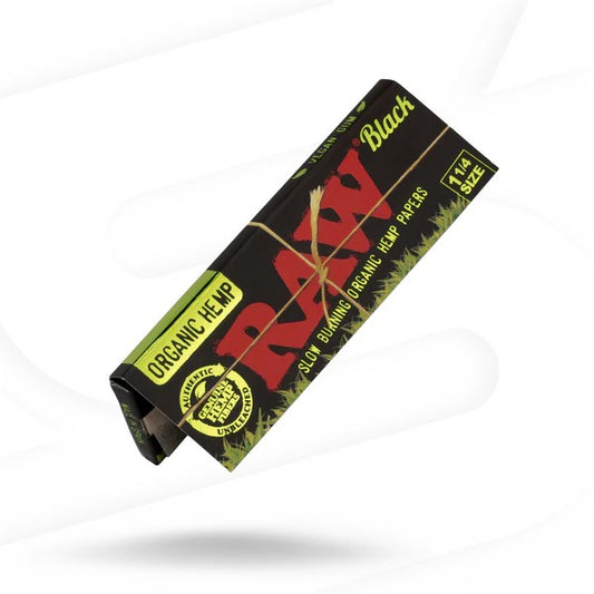 ورق لف RAW Black 1 1/4 عضوي من القنب